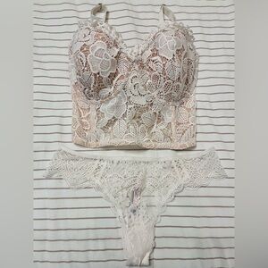 Victoria's Secret Lace Bralette and Panty Set - Cream